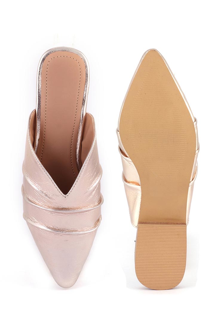 Golden Leather Melinda Toe Flat Mules - Brown