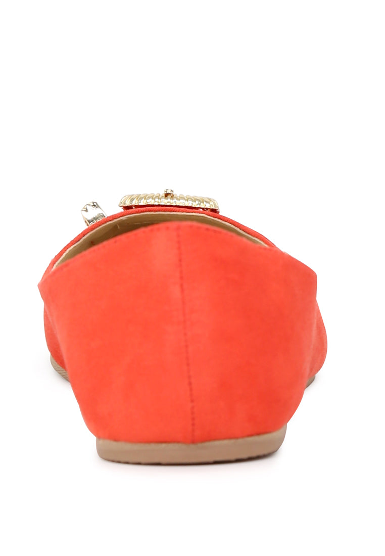 Red Buckle Ballerinas - Red