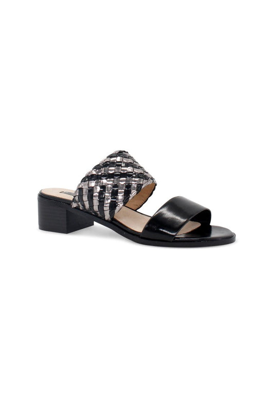 Black Mid Heel Sandals - Black