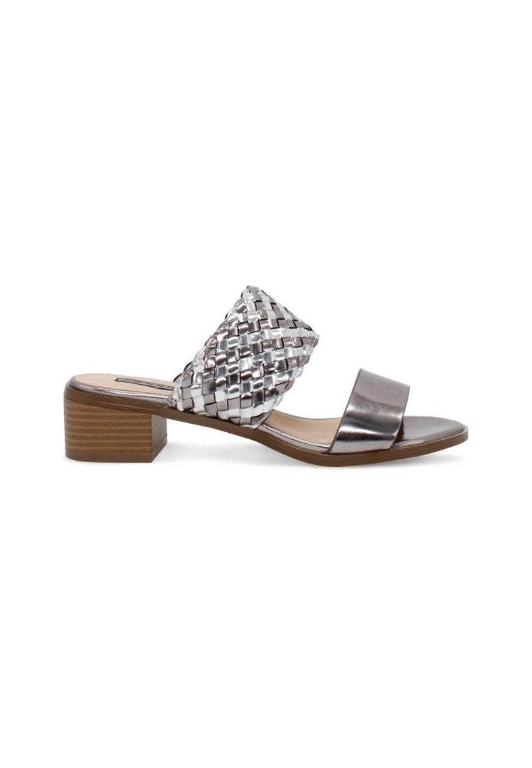 Pweter Mid Heel Sandals - Silver