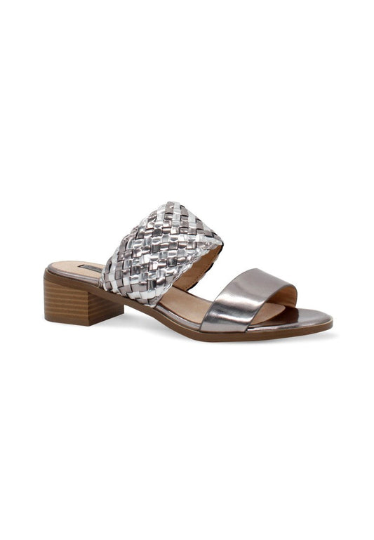 Pweter Mid Heel Sandals - Silver