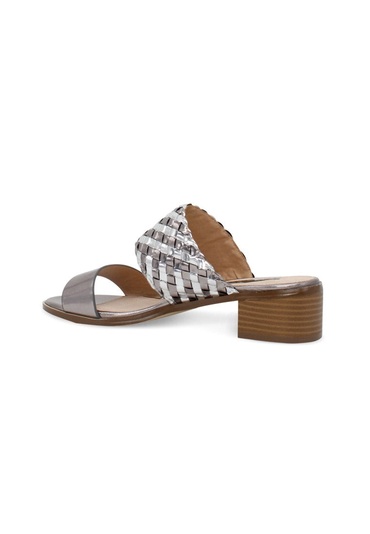 Pweter Mid Heel Sandals - Silver