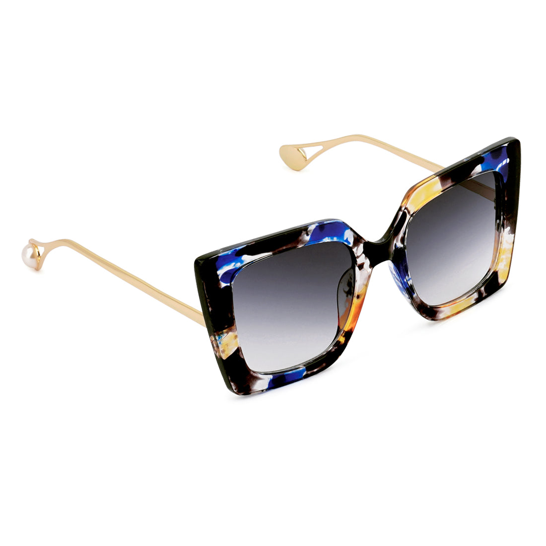 Stare Game Square Frame Oversized Sunglasses In Multicolor