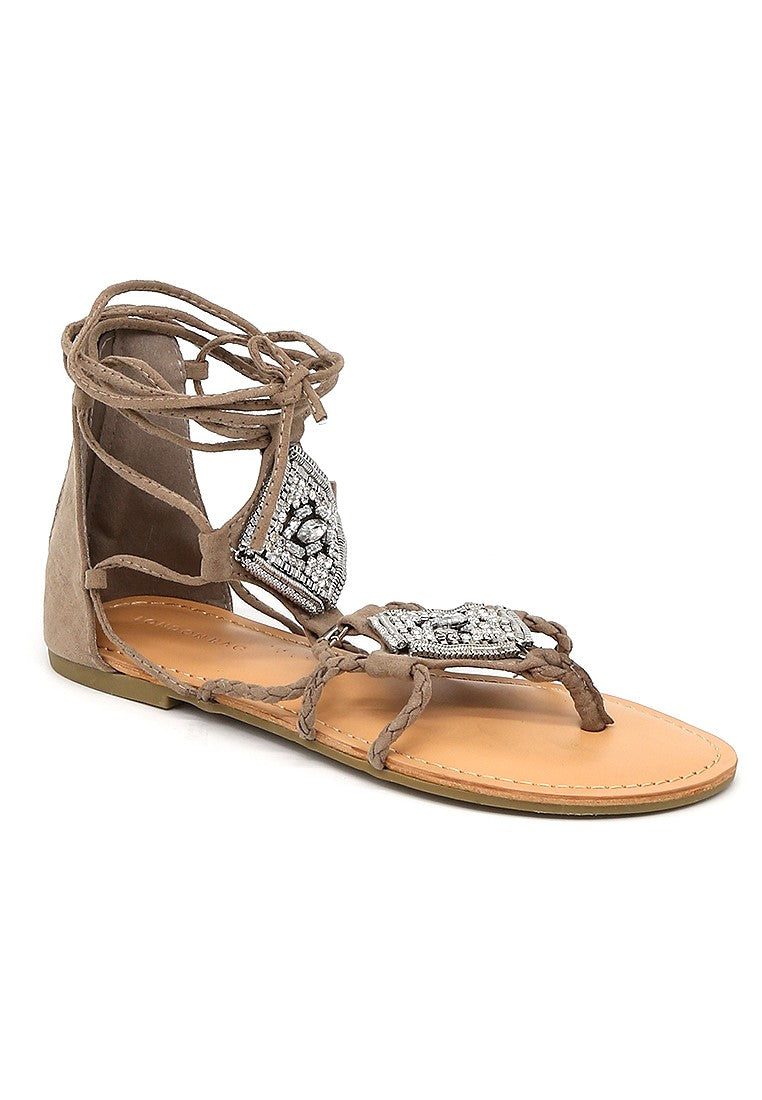 Dark Taupe Gladiators Flat Sandals