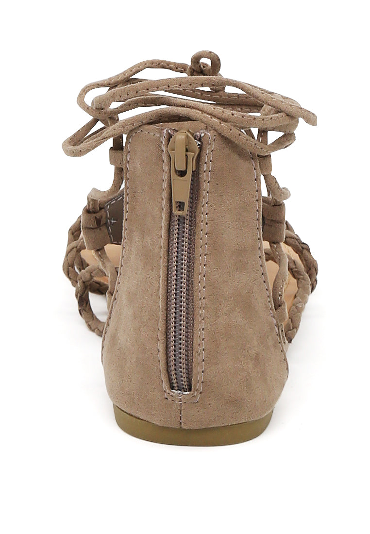 Dark Taupe Gladiators Flat Sandals - Brown