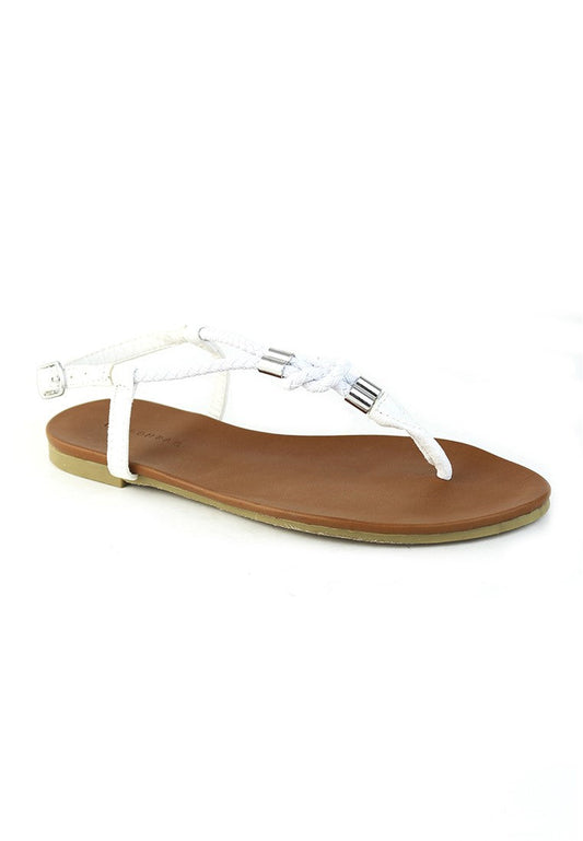 White T-Strap Slingback Flats - White