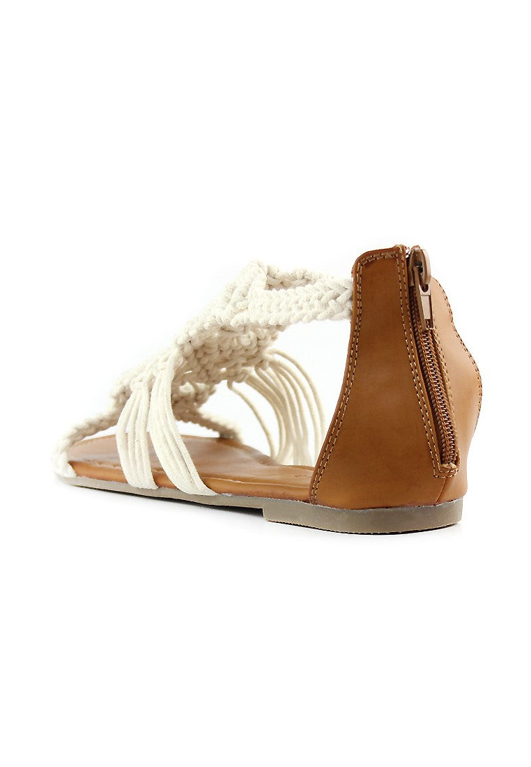 Off White Flat Thong Sandals - White