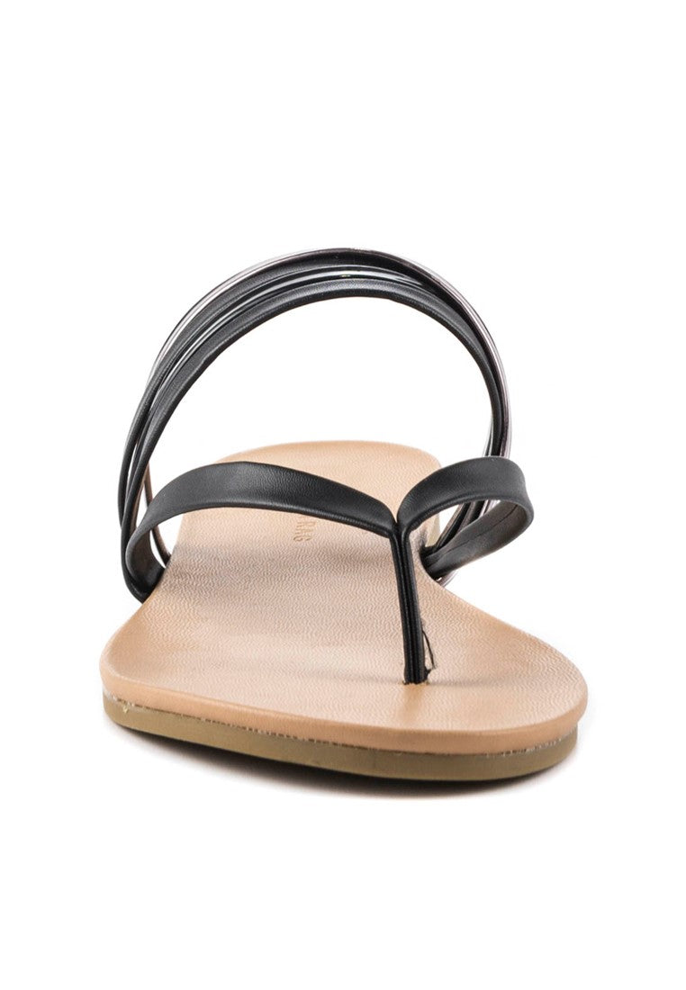 Black Strap Flat Thongs - Black