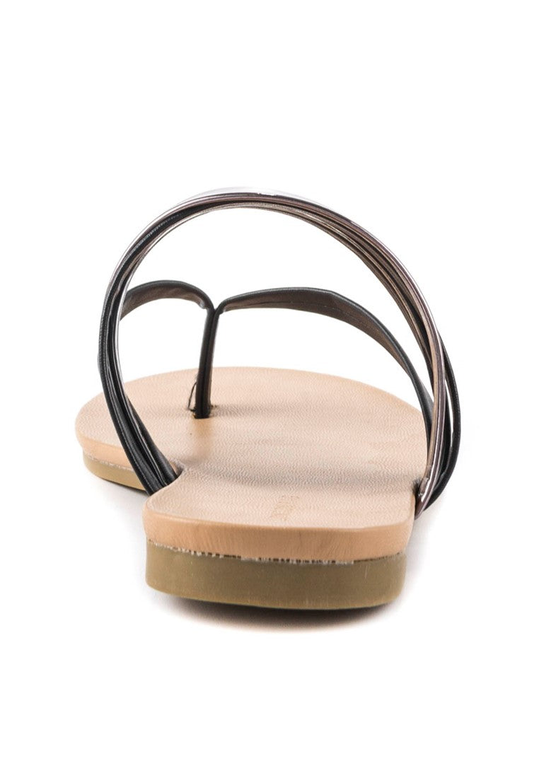 Black Strap Flat Thongs - Black