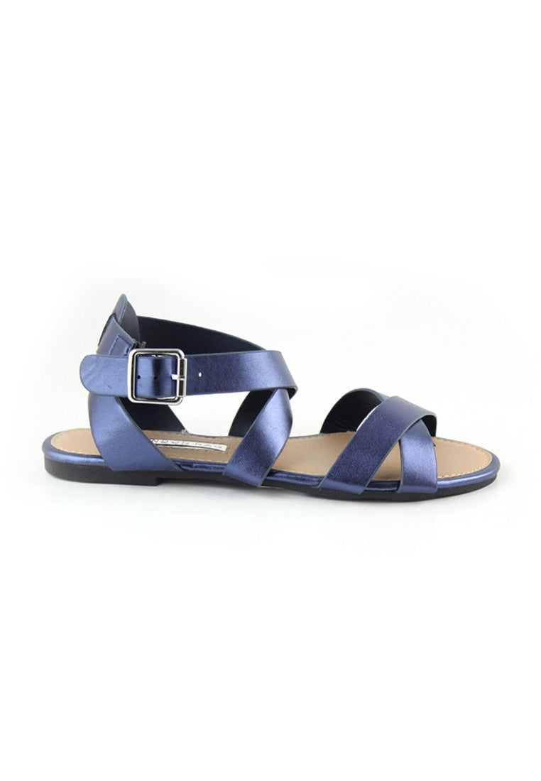 Navy Flat Sandals - Blue