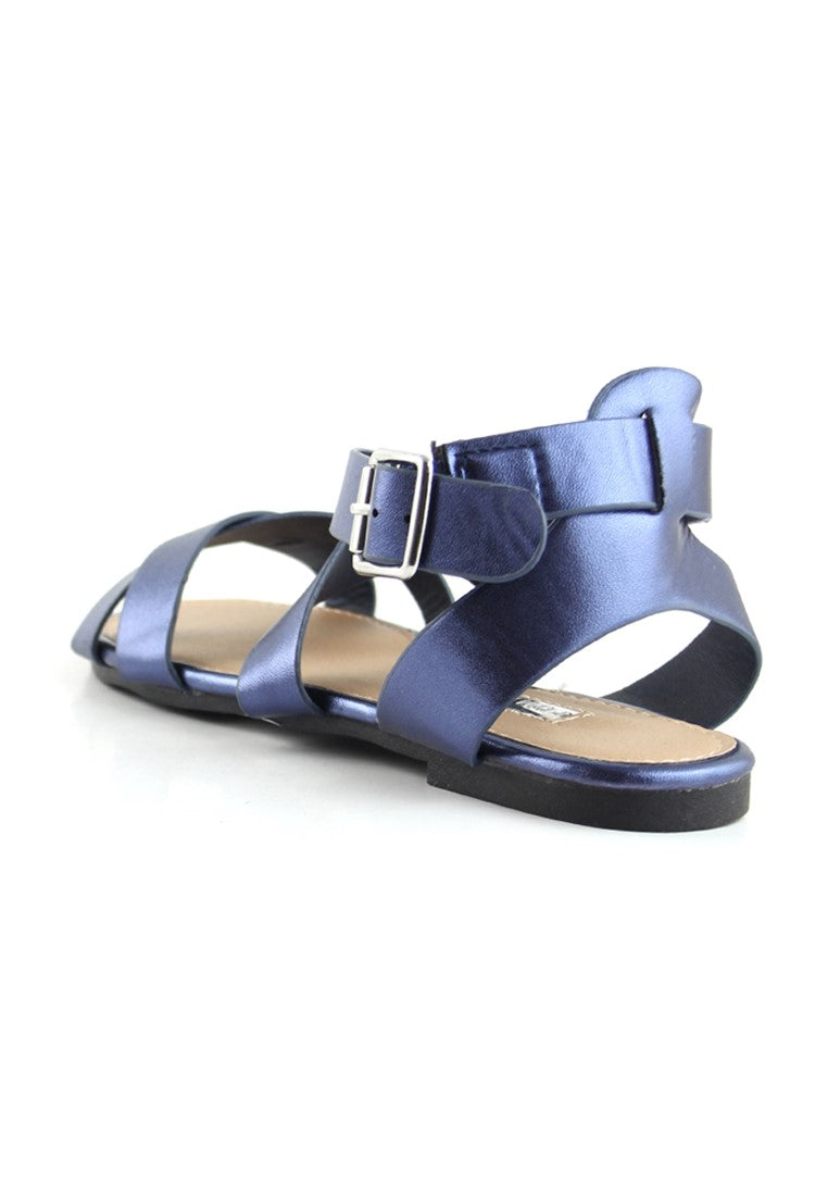 Navy Flat Sandals - Blue