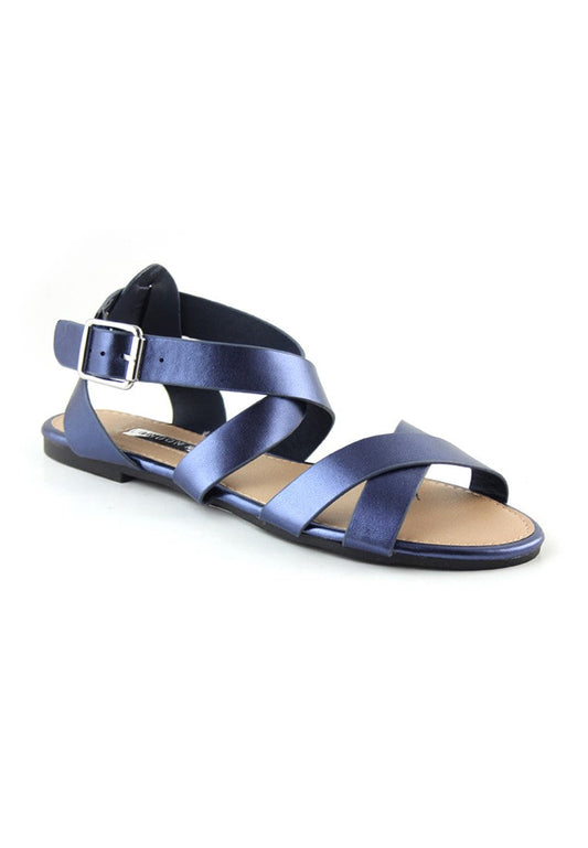 Navy Flat Sandals - Blue