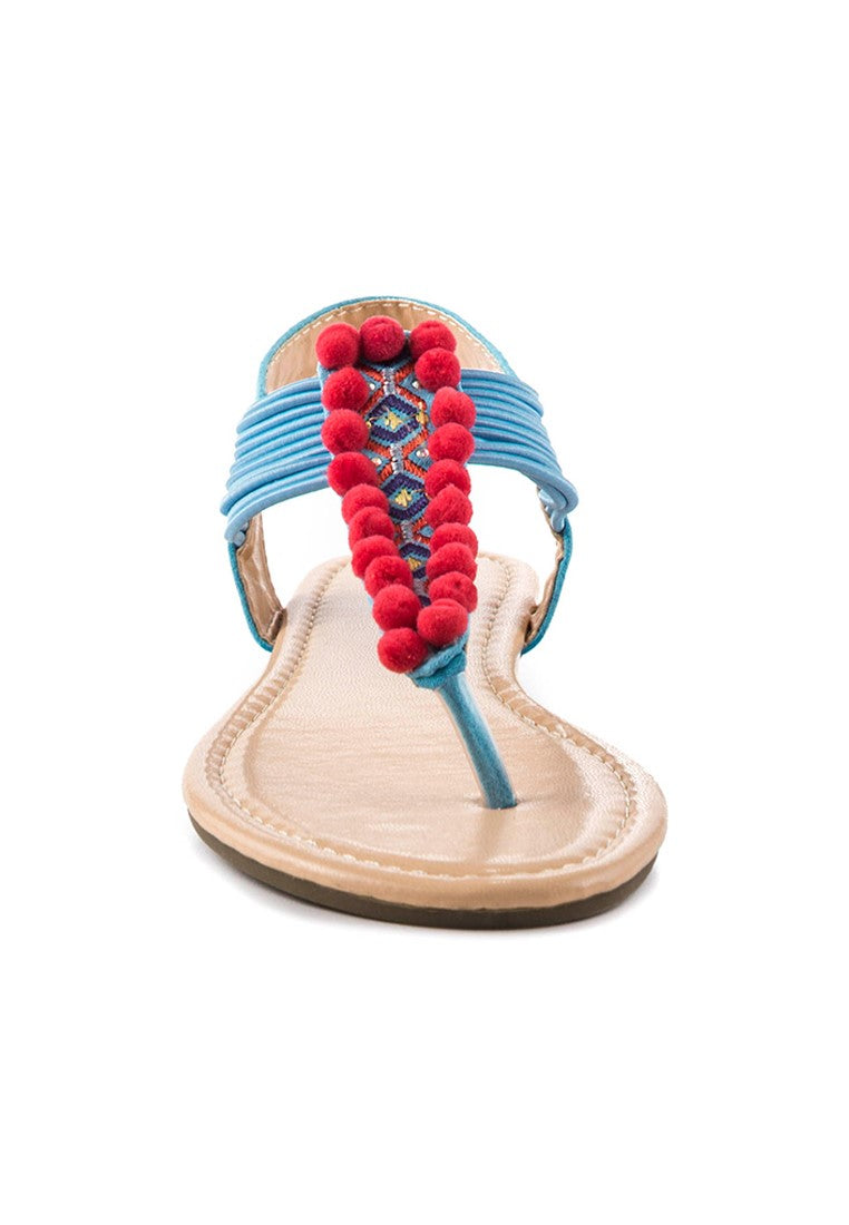 Blue Flat Thong Sandal - Blue