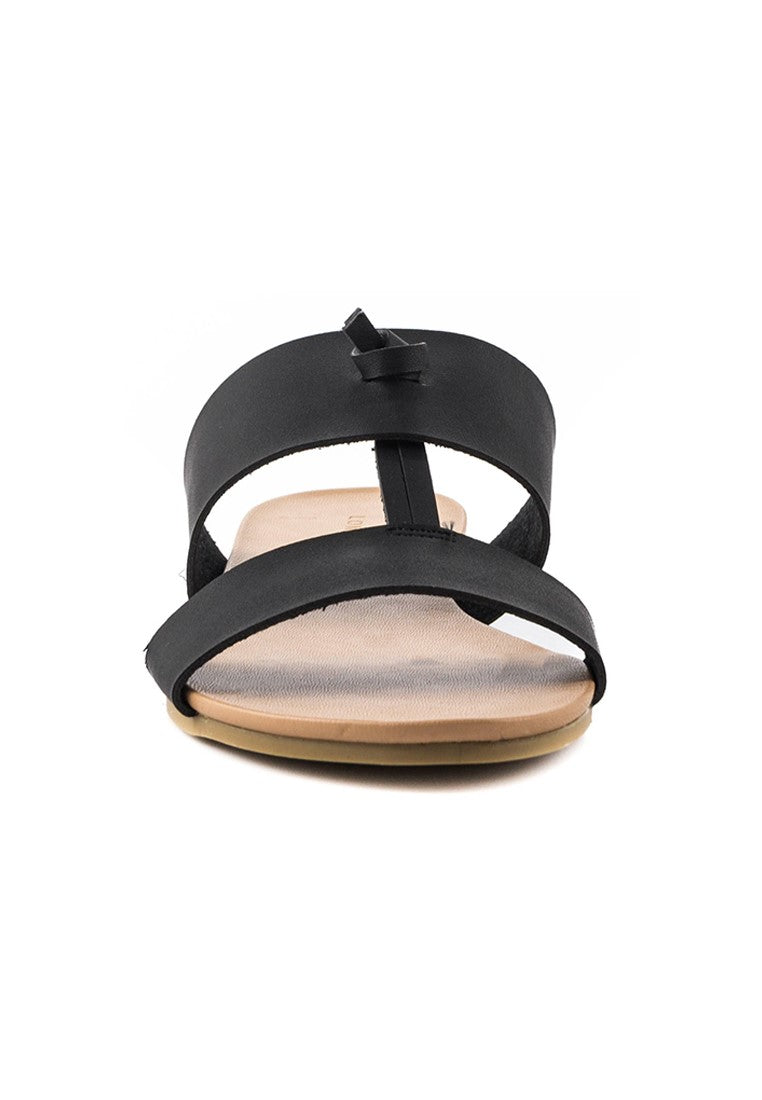 Black Flat Slide Thongs - Black