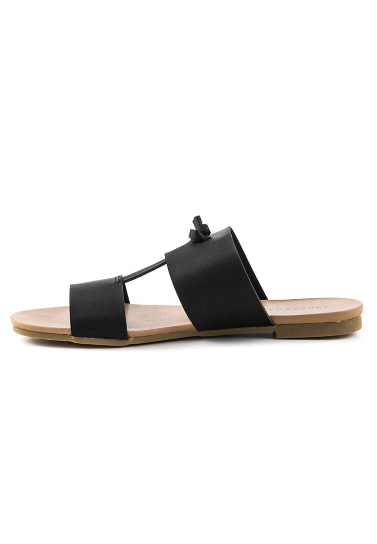 Black Flat Slide Thongs - Black
