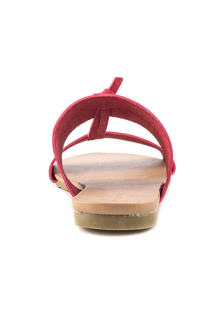 Red Slip-On Flat Sandal - Red
