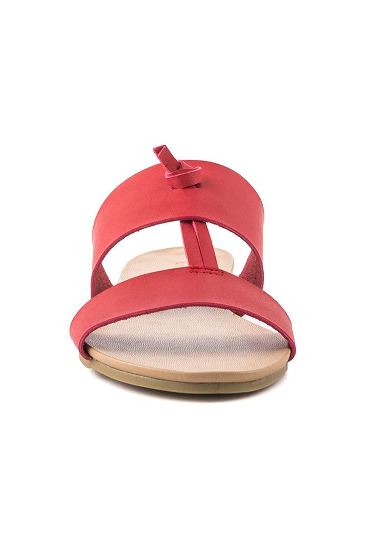 Red Slip-On Flat Sandal - Red