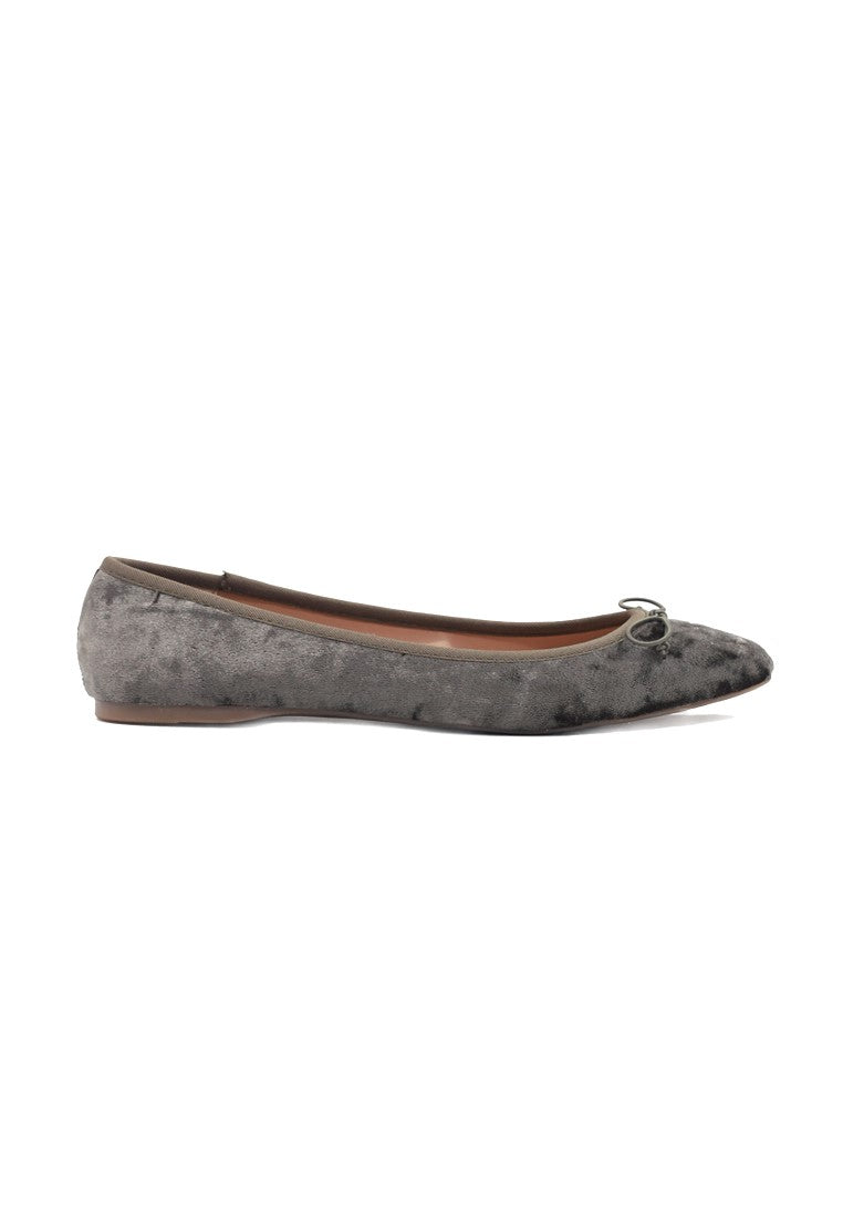 Khaki Velvet Flat Ballerinas - Brown
