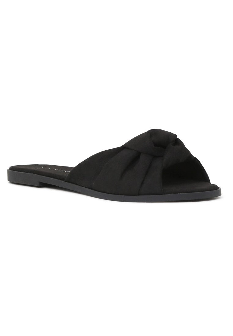 Black Satin Knotted Sandal