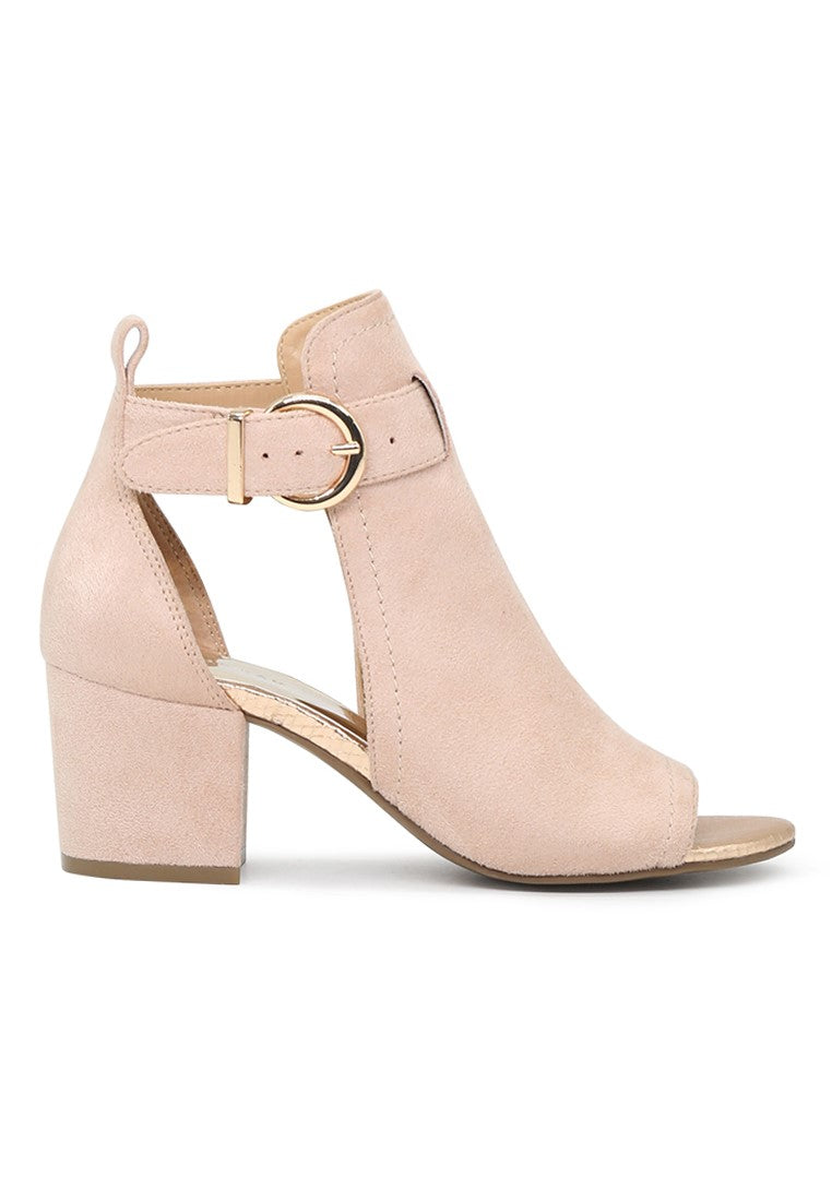 Nude Peep Toe Ankle Strap Sandals - Beige