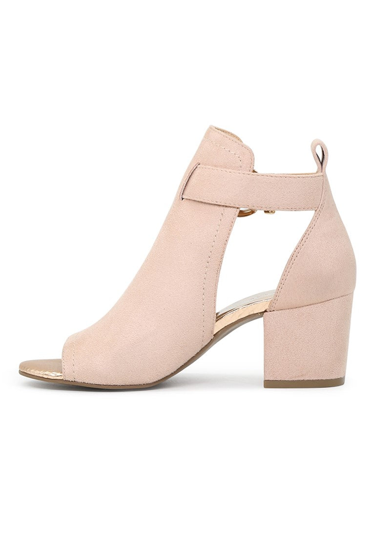 Nude Peep Toe Ankle Strap Sandals - Beige