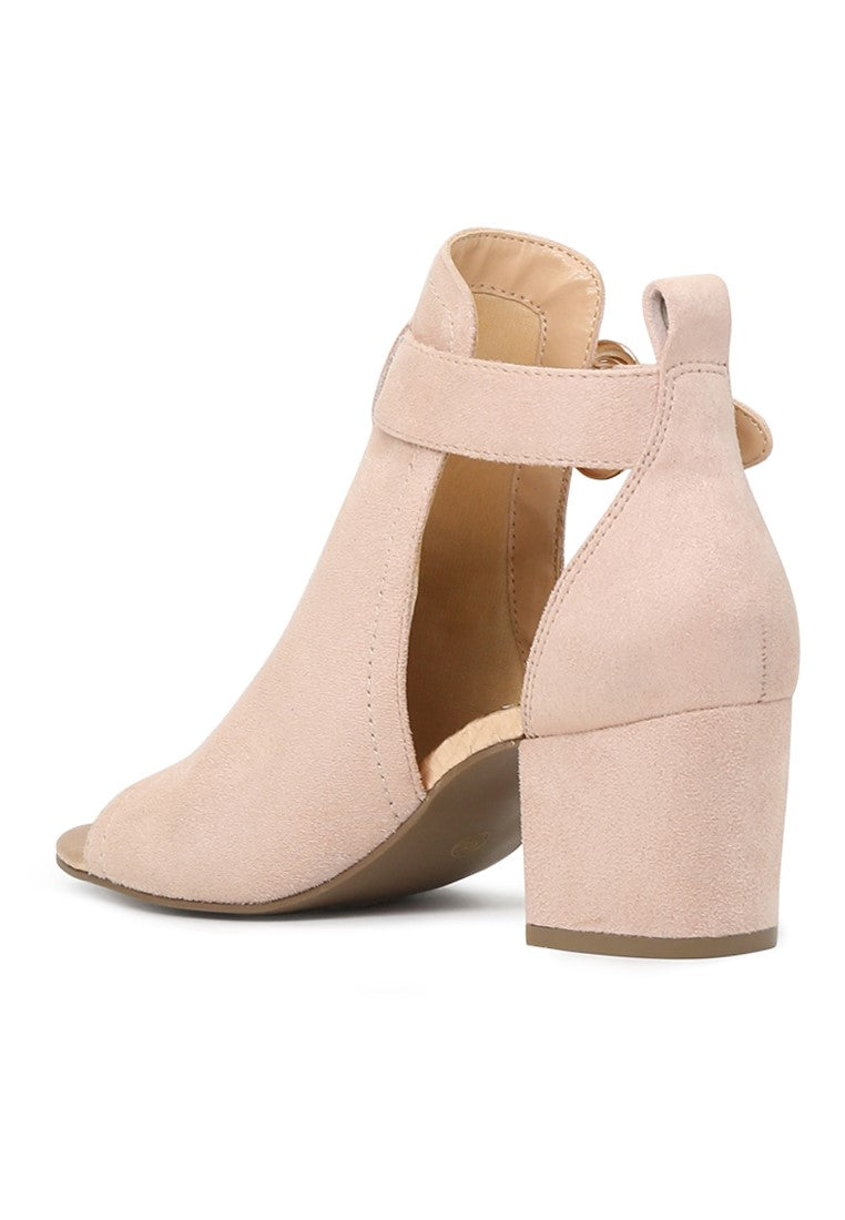 Nude Peep Toe Ankle Strap Sandals - Beige