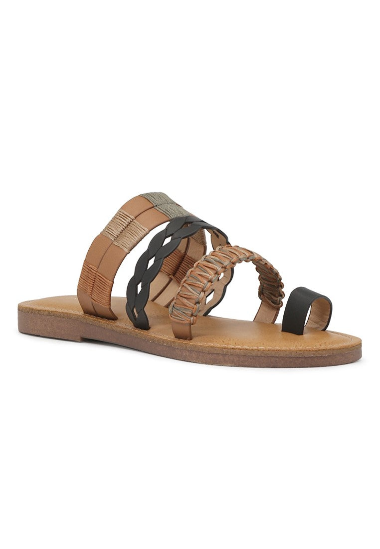 Black Sasha Strap Flats - Black