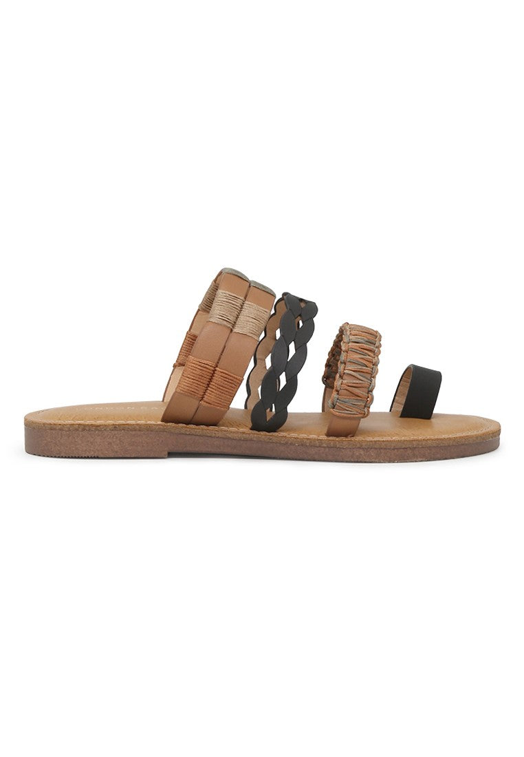 Black Sasha Strap Flats - Black