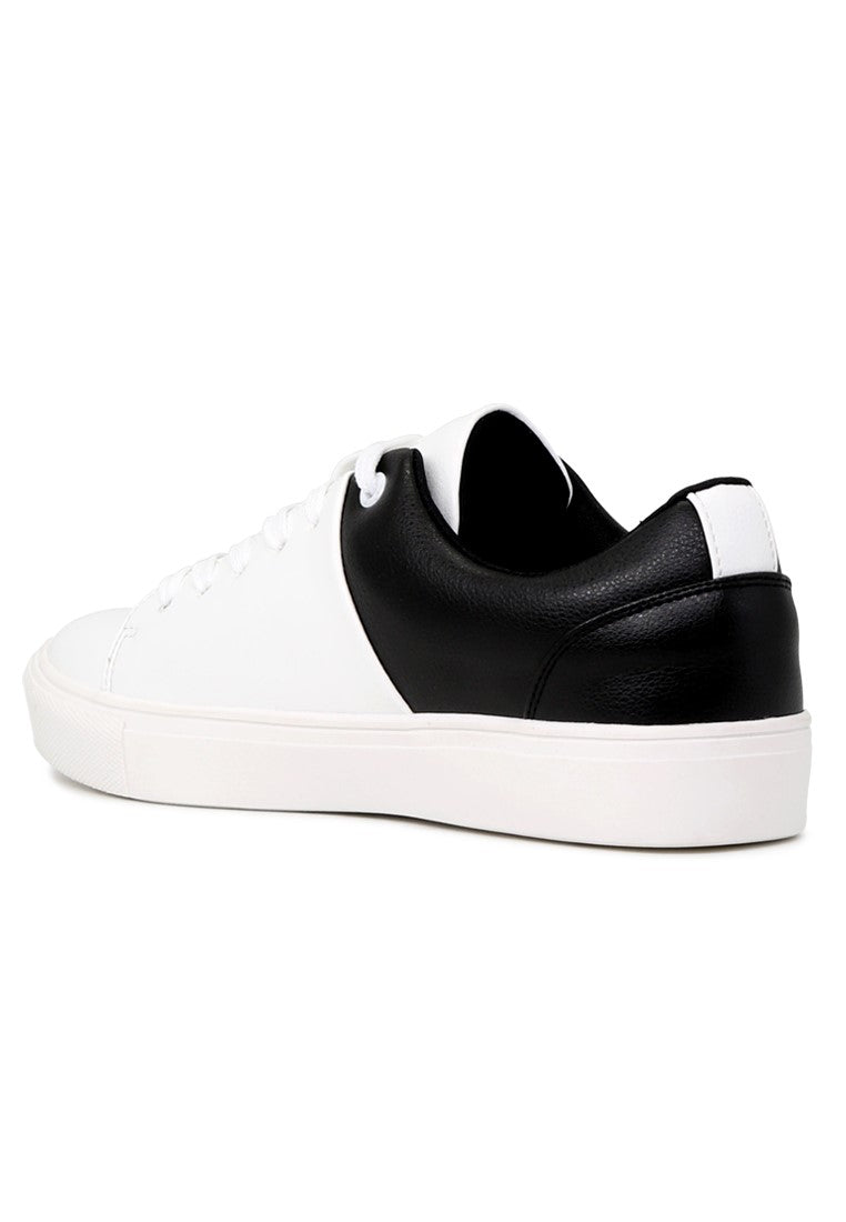 Black/White Lace-Up Sneakers - White
