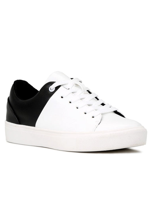 Black/White Lace-Up Sneakers - White