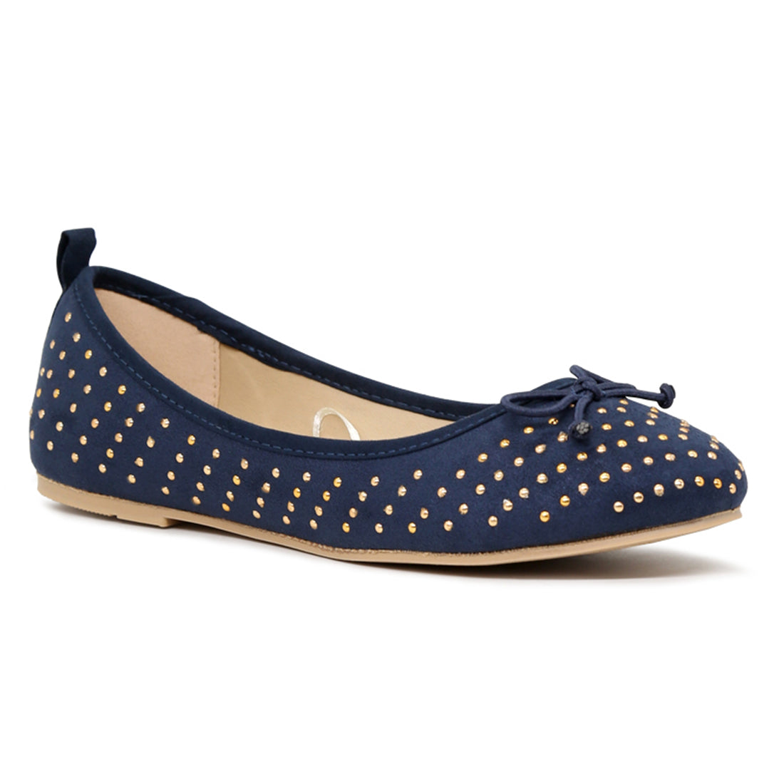 Navy Velvet Ballerinas