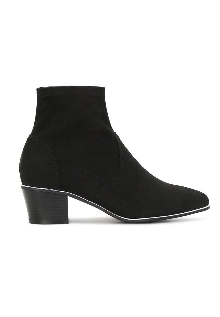 Black Mid Heel Boots - Black