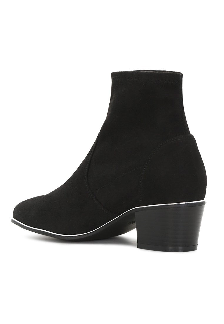 Black Mid Heel Boots - Black