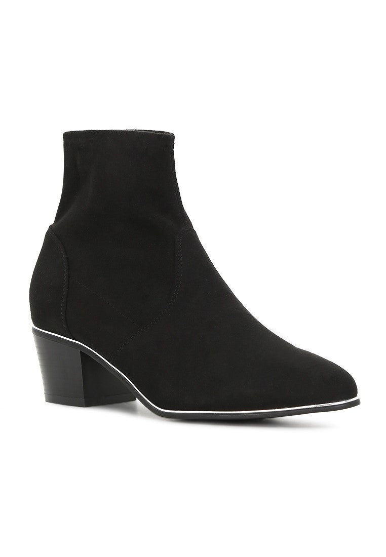 Black Mid Heel Boots - Black