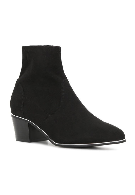 Black Mid Heel Boots - Black