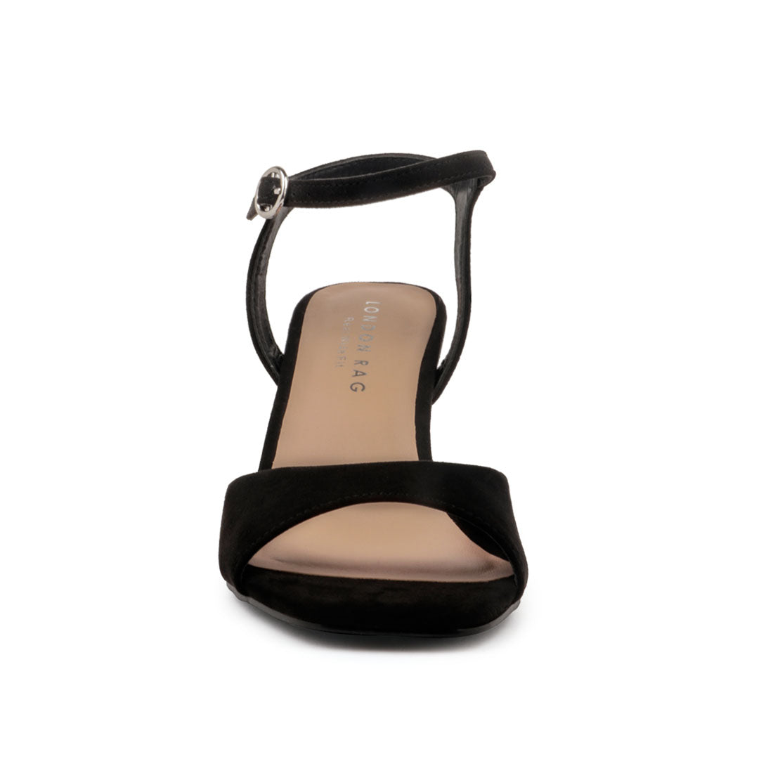 Black High Clear Heel Ankle Strap Sandal - Black