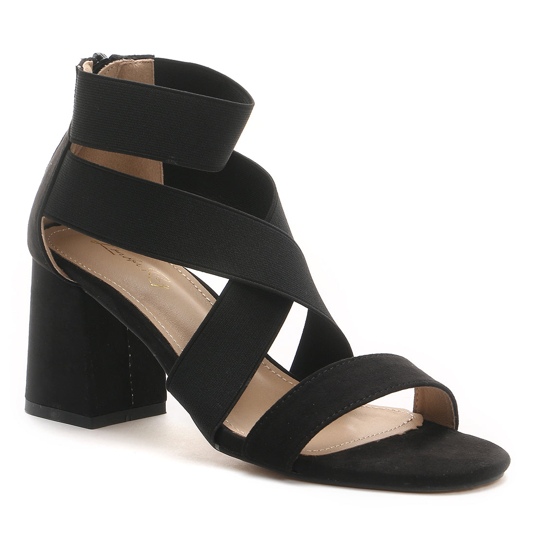 Strappy Block Heel Sandals in Black