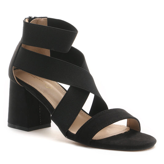 Strappy Block Heel Sandals in Black