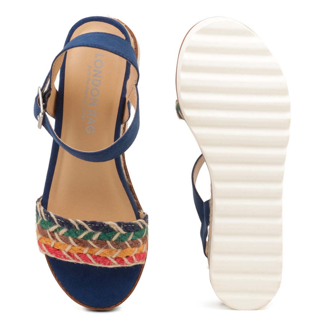Navy Wedge Sandals - Navy