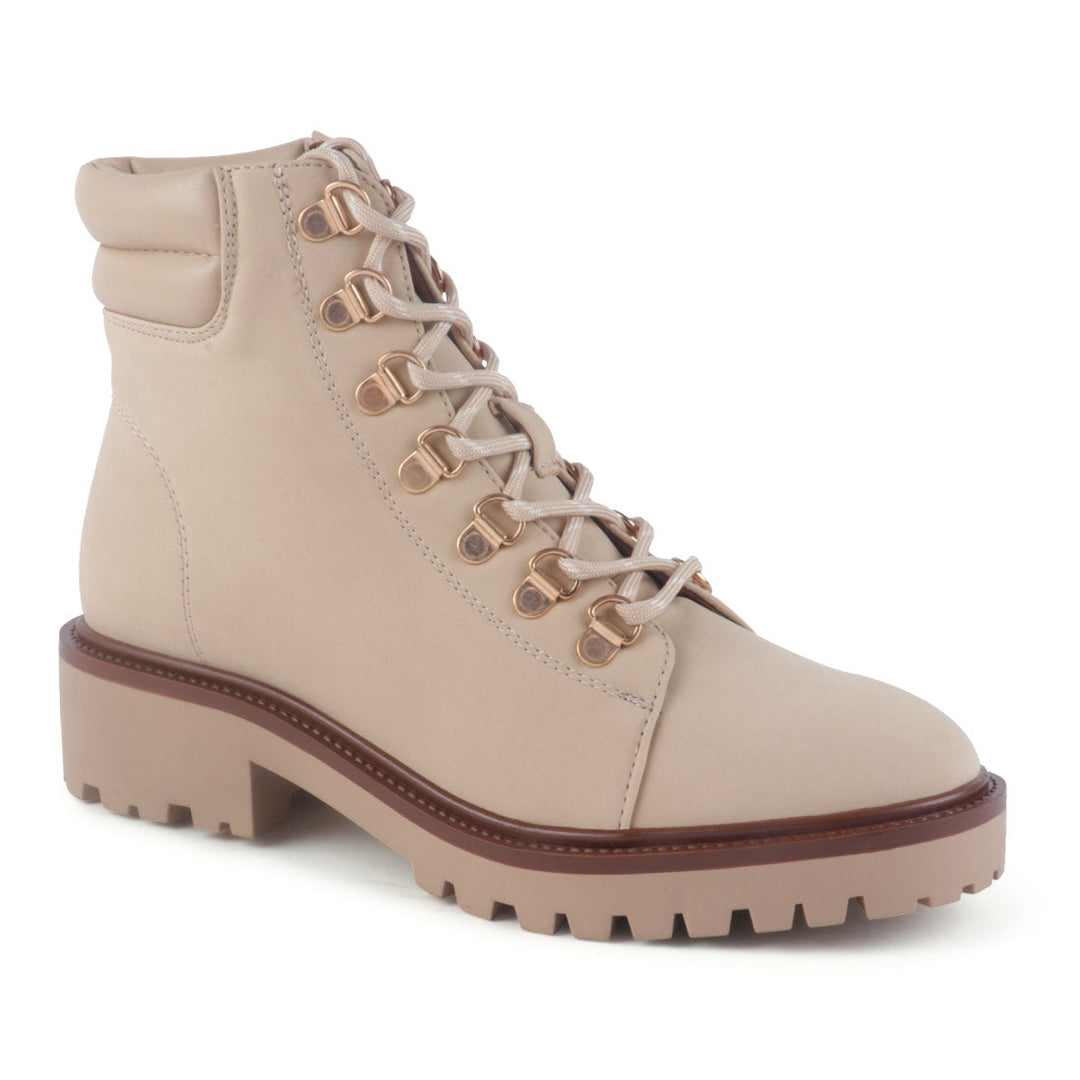 Beige Smooth lace-Up Boot - Beige