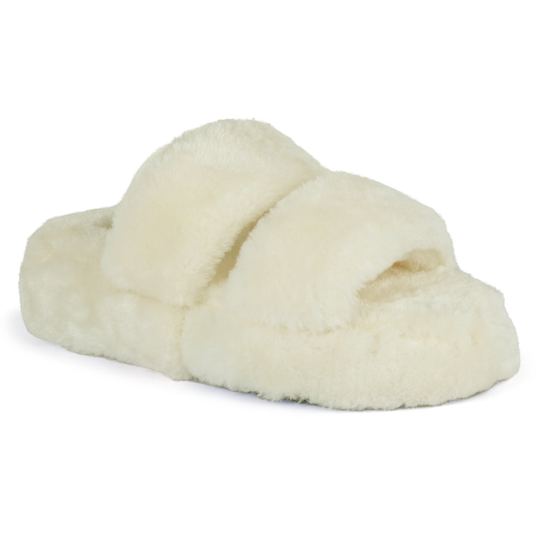 Snuggles Indoor Fur Flats in Beige - Beige