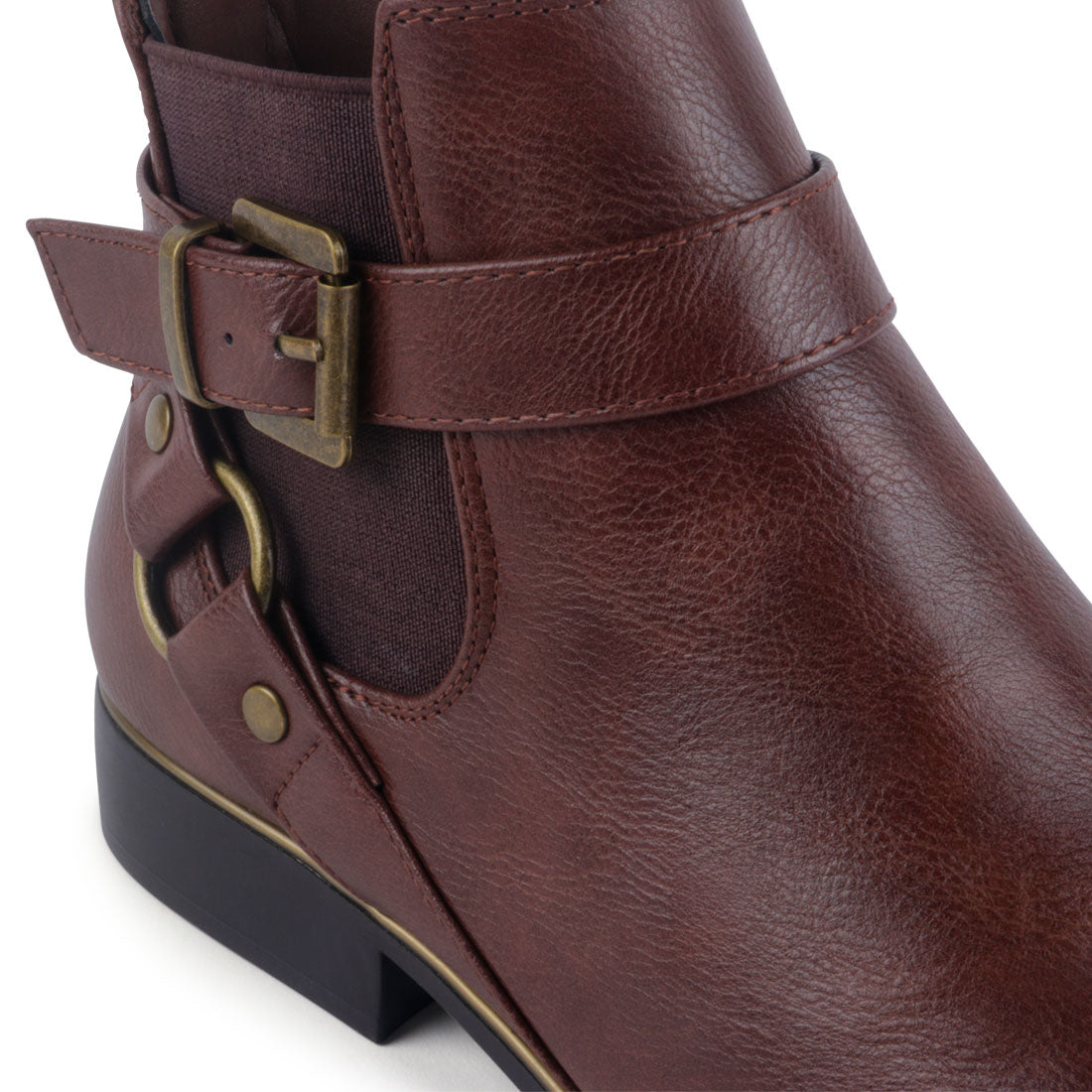 Brown Golden Buckle Boot - Brown