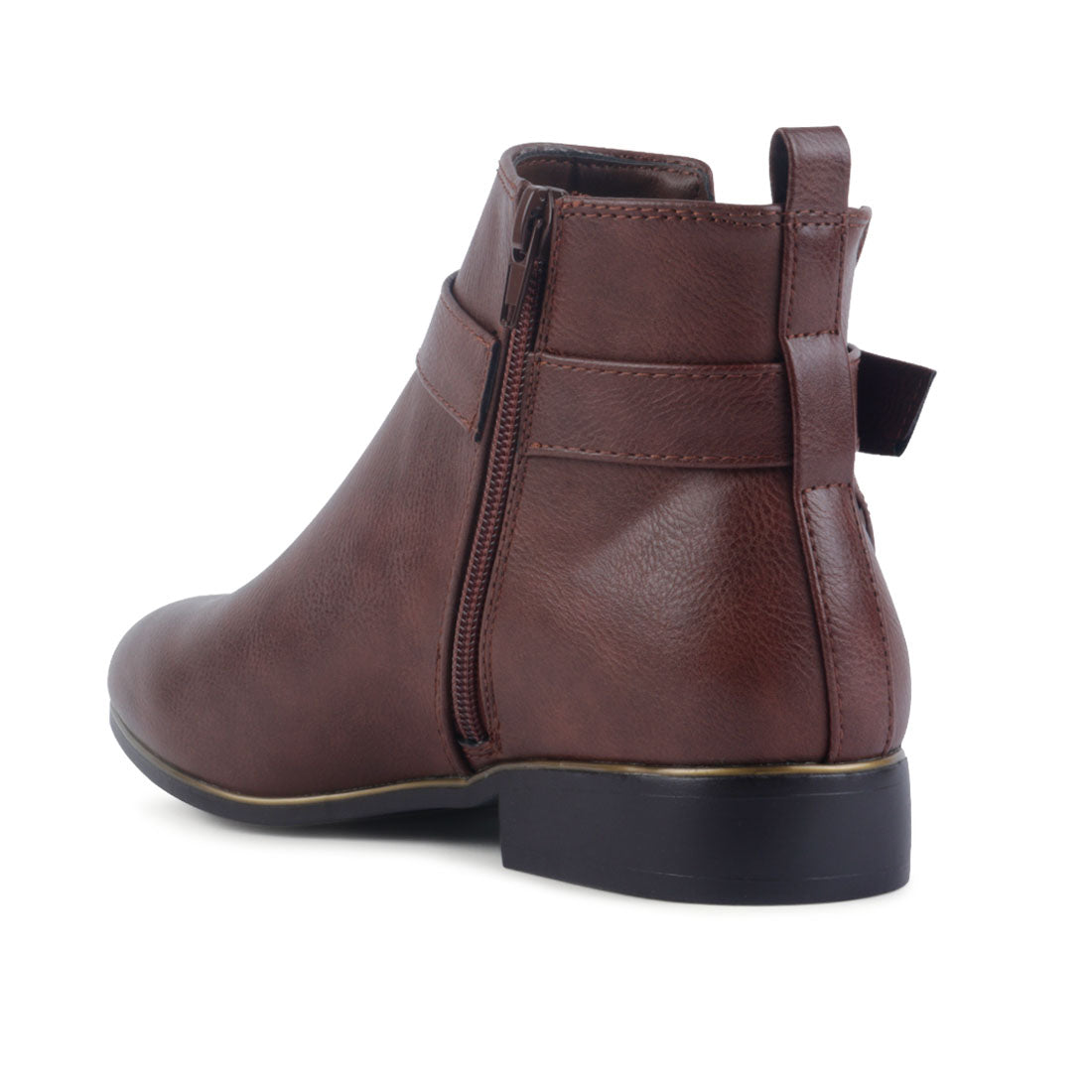 Brown Golden Buckle Boot - Brown