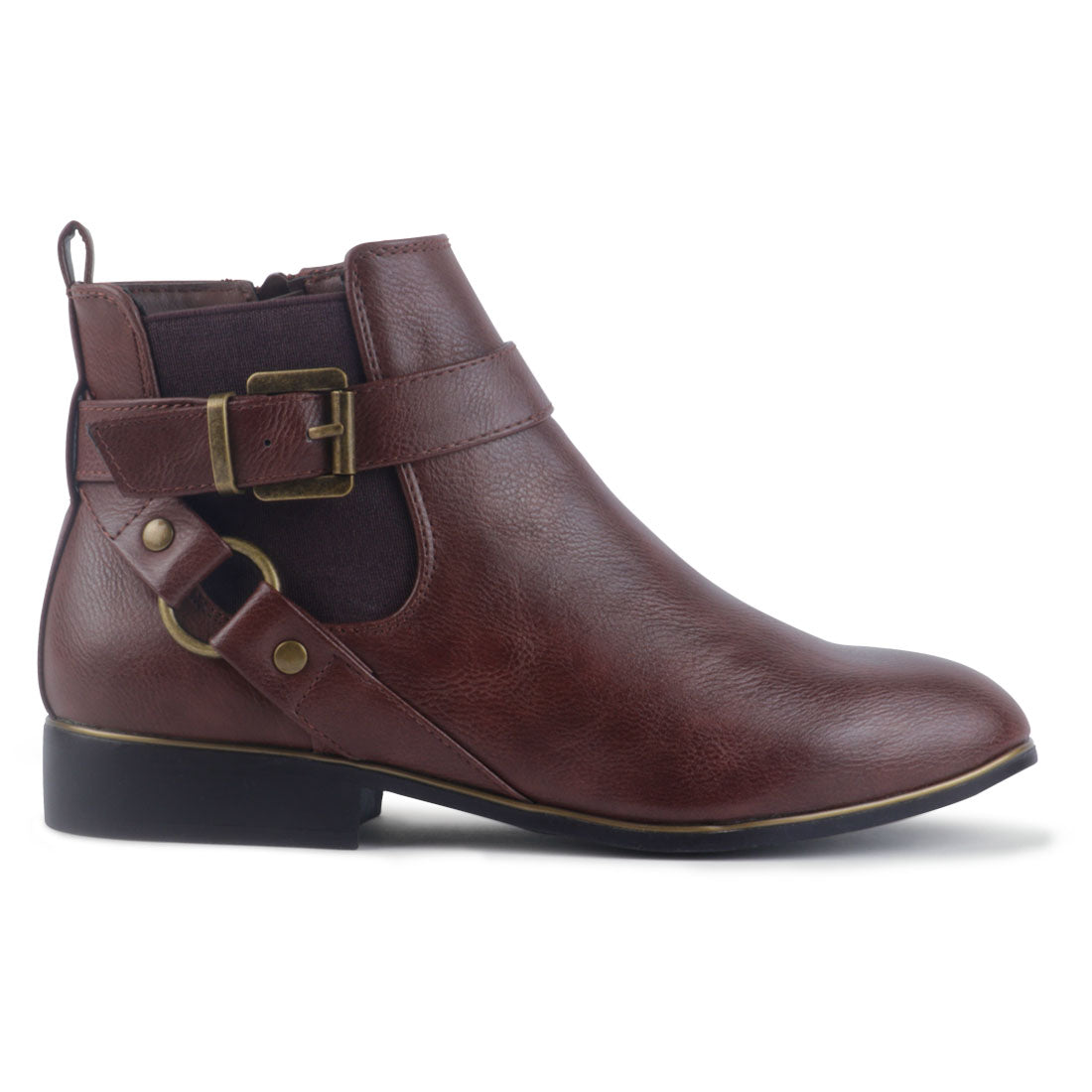 Brown Golden Buckle Boot - Brown