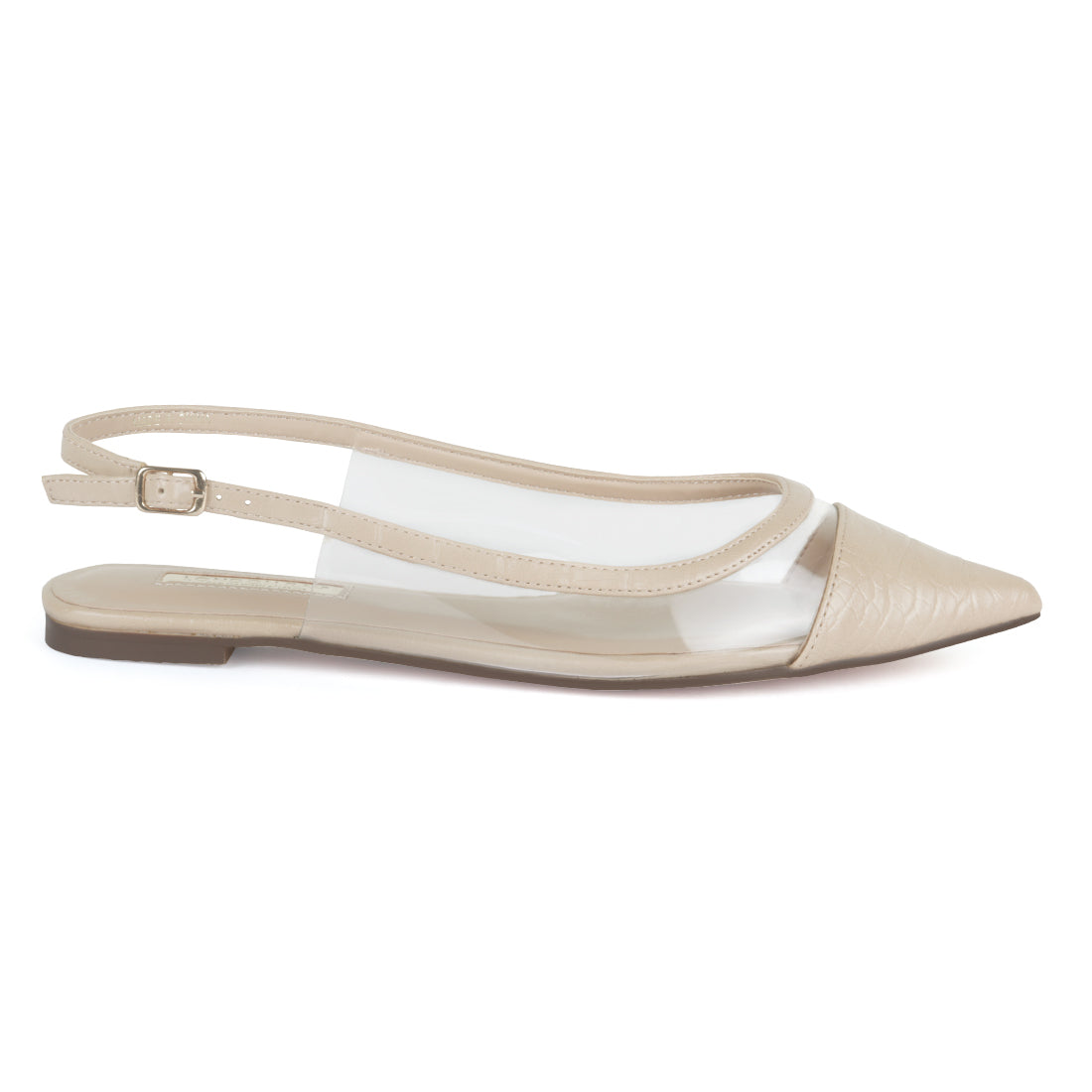 Cream Clear Detail Sling-back Flats - Camel