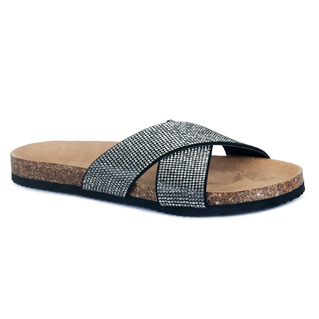 Embellished Slip-On Flat in Pewter - Pewter