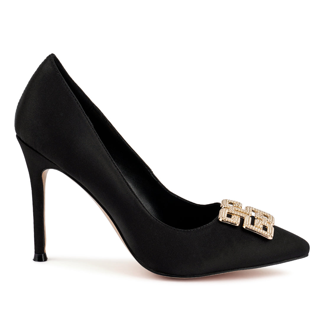 Black Stiletto Crystal Brooch Pumps