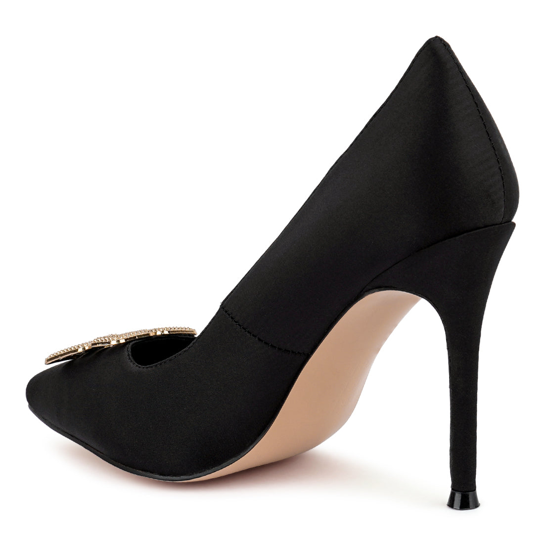 Black Stiletto Crystal Brooch Pumps