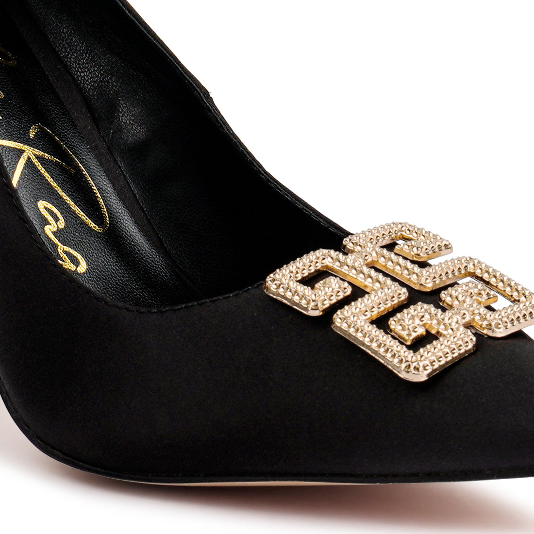 Black Stiletto Crystal Brooch Pumps