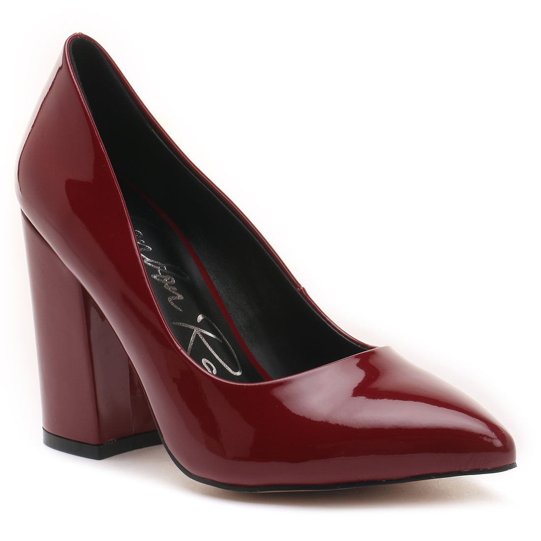 Block Heel Formal Pumps In Burgundy